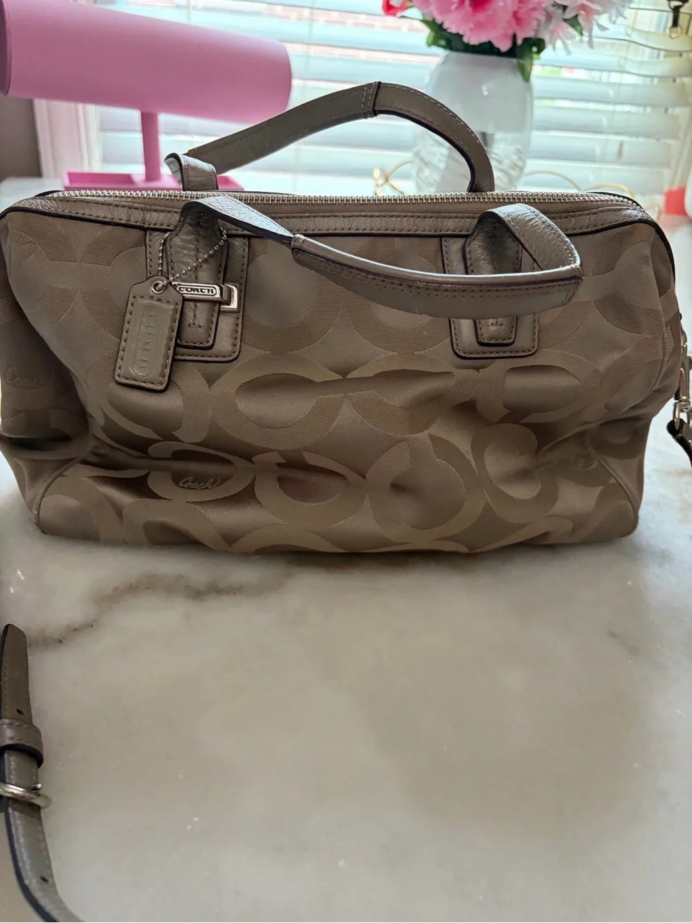 Coach Taupe Signature Satchel